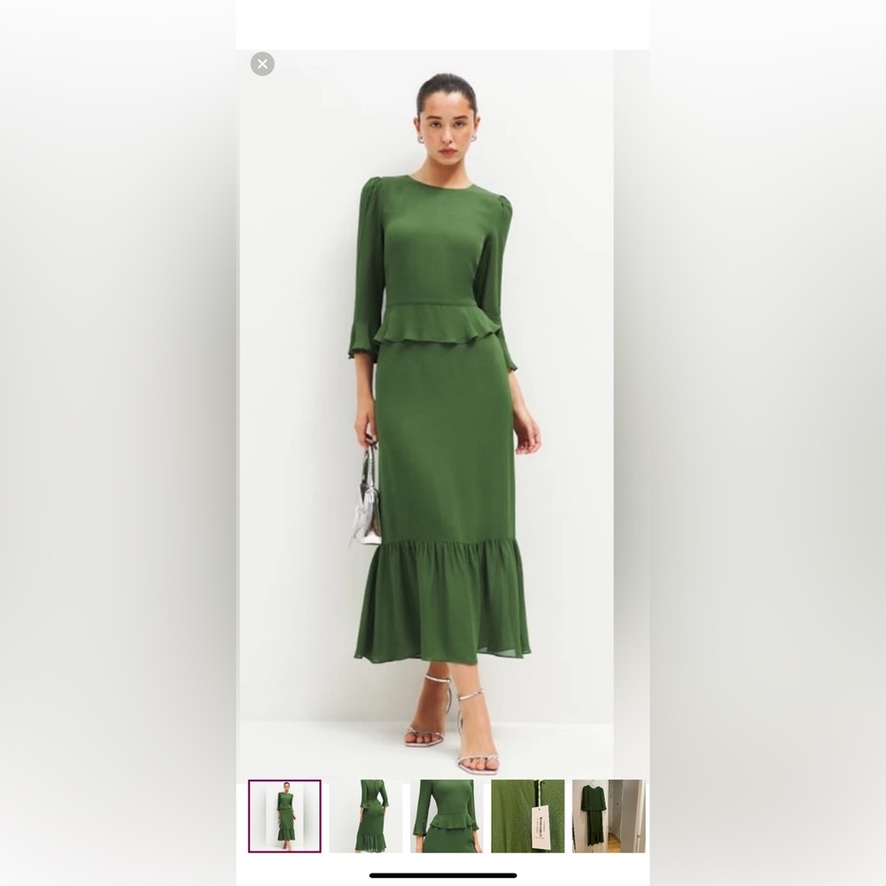 Reformation Delvina  Green Midi Dressp